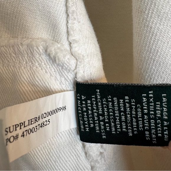 Lauren Ralph Lauren 100% Cotton White Moto Cafe Racer Jacket - Size M - Picture 4 of 10